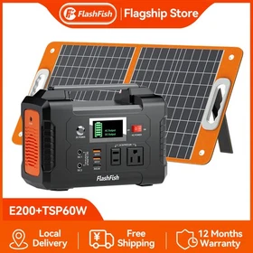 FlashFish 200W 151Wh Portable Power Station optionally with 60W 18V Solar panel 