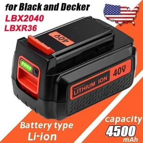 Pack 40 Volt for Black and Decker 40V 5.0Ah Max Lithium Battery LBX2036 LBXR36