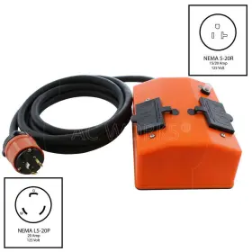 L520PDU-010 AC WORKS Locking Plug Pdu Outlet Box Gfci Amp #2