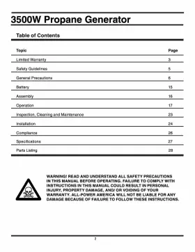 APG3535CN ALL-POWER AMERICA Owners Manual Propane Generator #3