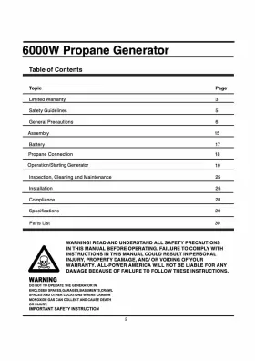 APG3560CN ALL-POWER AMERICA Owners Manual Propane Generator #3