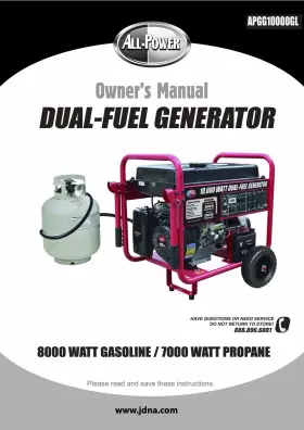 APGG10000GL ALL-POWER AMERICA Owners Manual Dual Fuel