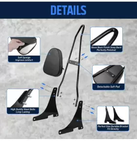 PB-E73R BENLARI Tall Sissy Bar Pad Harley Sportster #3