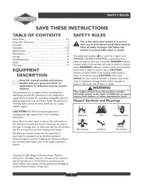 030250 BRIGGS STRATTON Generator Owners Manual #2