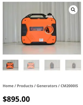 CM2000IS CHAMP MFG Silent Gas Inverter Generator