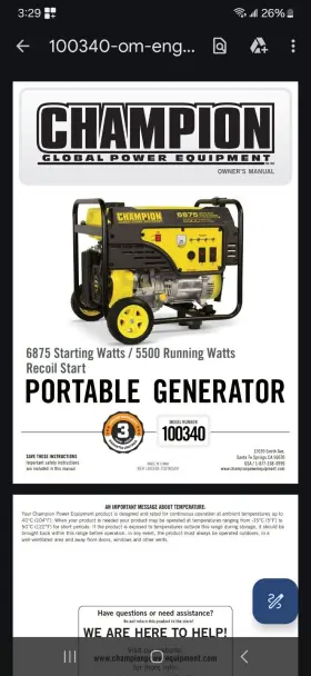 100340 CHAMPION Generators