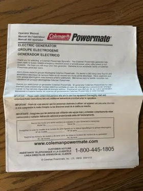 PM0422505 COLEMAN Powermate Ultra Electric Generator Owners #3