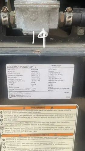 PM0622502 COLEMAN Generator #2