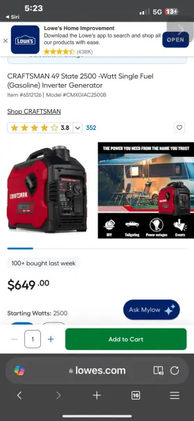 030738 CRAFTSMAN Generator
