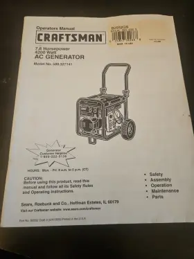 580.327141 CRAFTSMAN Owners Manual Generator