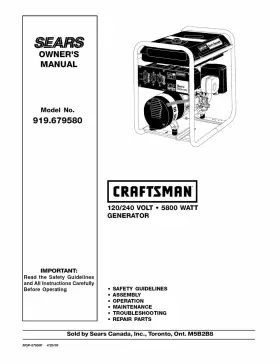 5800-WATT CRAFTSMAN Owners Manual Generator