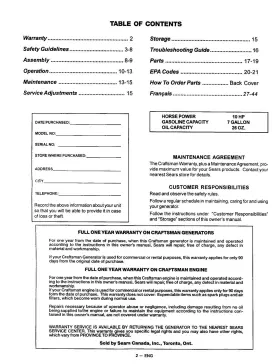 919.679500 CRAFTSMAN Owners Manual Generator #2