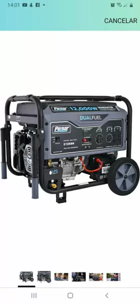 9397 GENERADOR ELECTRICO PORT TIL 12KW Gasolina Glp Dual Pico