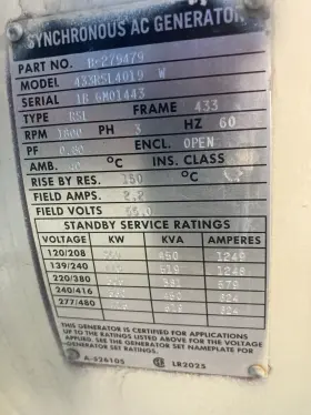 B-279479 KOHLER Power Synchronous Ac Generator Fuel Tank Ats #2