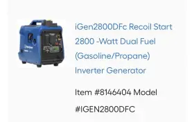 IGEN2800DFC WESTINGHOUSE Dual Fuel Recoil Start Inverter
