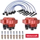 Ignition Coil FD487 & Motorcraft Spark Plug & Professional Wires for Ford SP432