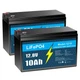 2 Pack 12V 10Ah LiFePO4 Lithium Battery, Deep Cycle, for UPS, Power Wheels