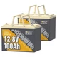 Power Queen 2PACK 12V 100Ah Group 24 LiFePO4 Lithium Battery for RV Trailer Boat