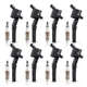 ENA Set of 8 Platinum Spark Plug and 8 Ignition 8 Black Coils + 8 Plugs 