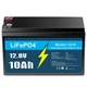 12V 10Ah Lithium LiFePO4 Deep Cycle Battery for Solar/Wind Power, Small UPS