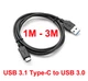 3M 2M Type-C to USB 3.0 Power Data Adapter Cable For Samsung Galaxy F62 M12 AU