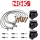 NGK V-Power Premium Copper Spark Plug + Engine Ignition Coil Wireset For Buick