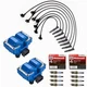 Ignition Coils Turn Up Kits + Motorcraft SP432 Spark Plugs For Ford Mazda Blue