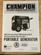Champion Power Generator Owner's Manual Operating Instructions Model 41532