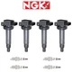 NGK Iridium IX Spark Plug + Engine Ignition Coil For Toyota Echo Yaris 1.5L L4