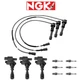 NGK V-Power Iridium Standard Resistor Spark Plug + Ignition Coil Wireset For Kia