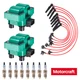 Ignition Coil & Motorcraft Spark Plug & 8 Performance Wire for FORD 4.6L 5.0L V8