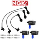 NGK V-Power Premium Copper Spark Plug + Ignition Coil Wireset For Lexus 3.0L L6